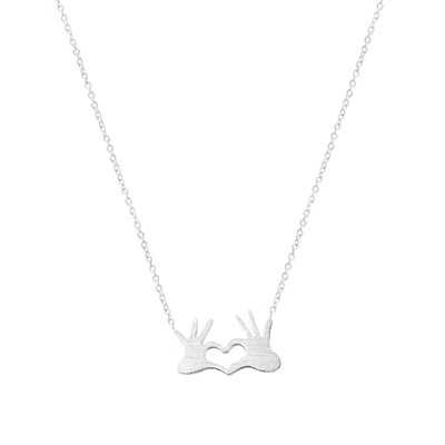 

Trendy Couple Love Heart Necklace Chain Jewelry Double Hand Heart Necklaces Pendants for Women Gold Statement Necklace