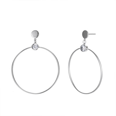 

Europe&America retro personality fashion simple big circle earrings geometry 925 silver ladies round earrings