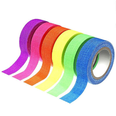 

6 pcs 5m15mm Reactive UV Blacklight Tape 30ft Matte Finish Various Color Fluorescent Adhesive Glow Masking Cloth Sticker for Labe