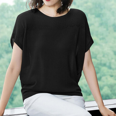 

Summer Sexy T-shirt for Women Short Sleeve Loose Pullover T-Shirt Mesh Bat Sleeve Breathable Top Female t shirt