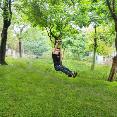 

Ktaxon 118 ft Zip Line Kit for Kids&Adult Safety Rope Wire Child Outdoor ActivityBlue