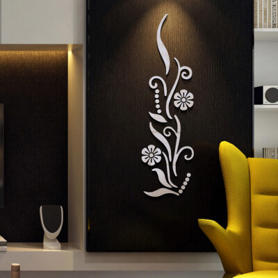 

〖Follure〗Flower Bathroom Acrylic Mirrored Decorative Sticker Wall Art Mirror Secor Room