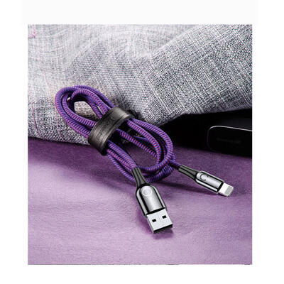 

BASEUS Portable Premium USB To Lightning 24A Fast Charging Data Cable With C- Shaped Light Smart Power-Cut Function