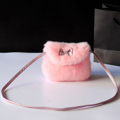 

2018 New Style Fashion Ladies Girls Children Cross Body Cute Mini Purse Bow Hasp Fur Bag Flap Messenger