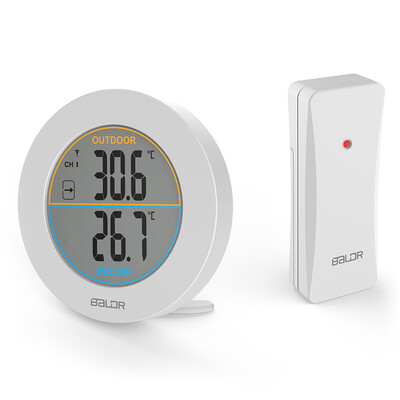 

Baldr Wireless Digital LCD Outdoor Indoor Thermometer Desktop °C°F Display Temperature Monitor Meter Gauge with Sensor--Black