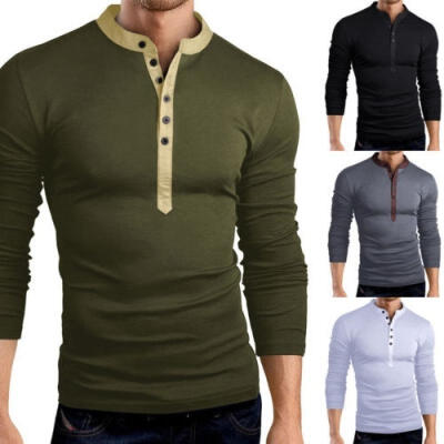 

Men Slim Fit V Neck Long Sleeve Cotton Muscle Tee T-shirt Casual Tops Blouse