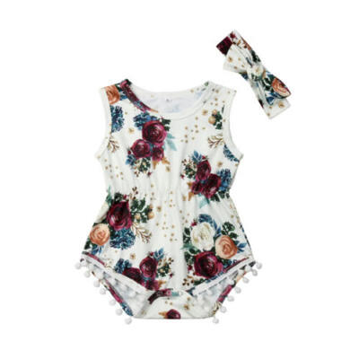 

2Pcs Newborn Baby Girls Floral Romper Jumpsuit Outfits Headband Clothes