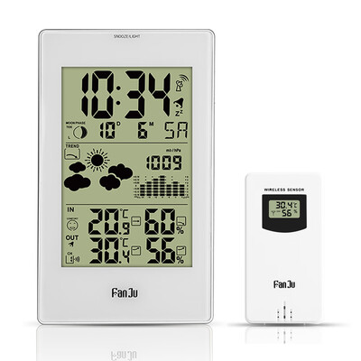 

FanJu FJ3352 Weather Station 10-in-1 Functions with BarometerTemperatureHumidityAtomic ClockMoon Phase