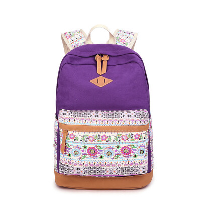 

2017 Fashion Flowers Canvas Bag Backpack School for Teenager Girl Brand Laptop Bag Printing Backpack Women Backpack