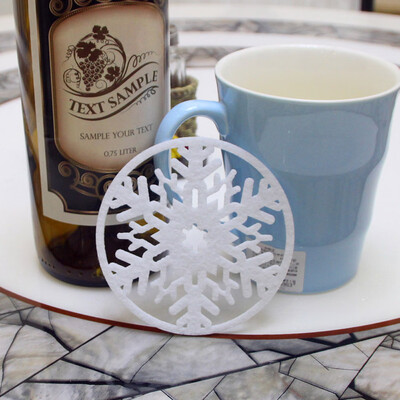 

〖Follure〗2PC Christmas Coffee Table Water Snowflake Coaster Insulation Pad Coaster Doily