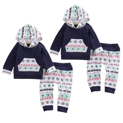 

2PCS Newborn Toddler Kids Baby Boy Girl Outfit Clothes Hoodie T-shirt TopsPants Set