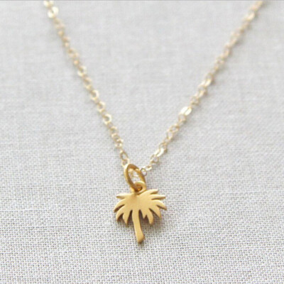 

Gold Palm Tree Necklace Pendant Stainless Steel Chain Necklace For Women