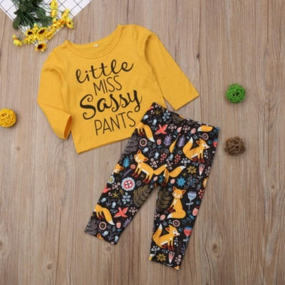 

Baby Girl Cartoon Outfits T-shirtPants Set Toddler Autumn Clothes Tracksuit