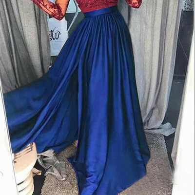 

New Formal Elegant Split Satin Skirts Party Long Prom Ball Celebrity Maxi Skirt