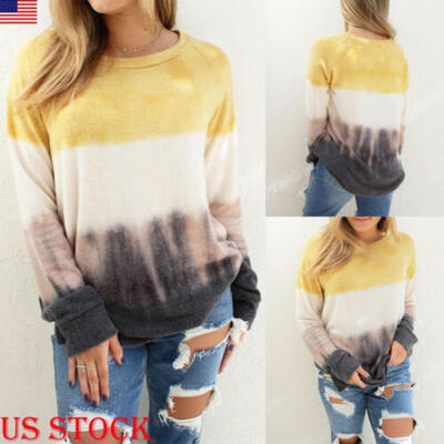 

Womens Elegant Autumn Loose Tops Long Sleeve Casual Pullover Jumper Sweater 6-16