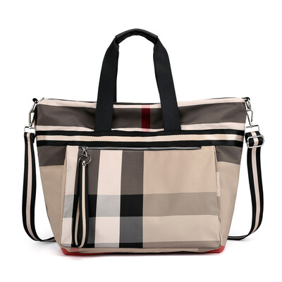 

Oxford bag plaid shoulder Messenger bag simple canvas bag plaid large capacity mother bag