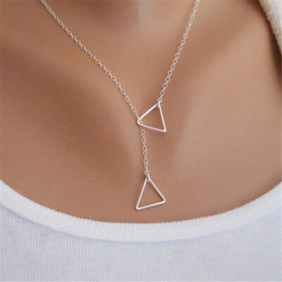 

Gold Silver Double Infinity Statement Necklace Double Circle Triangle Boho Necklace Collar Women Fashion bijoux femme Jewelry