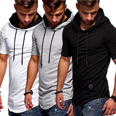 

Mens Hip-hop Hooded T-shirt Short Sleeve Summer Casual Tops Tees Shirt Hoodie