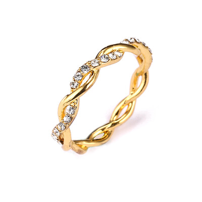 

Exquisite Women Gold Floral Twist Wedding Band Stackable Engagement Ring