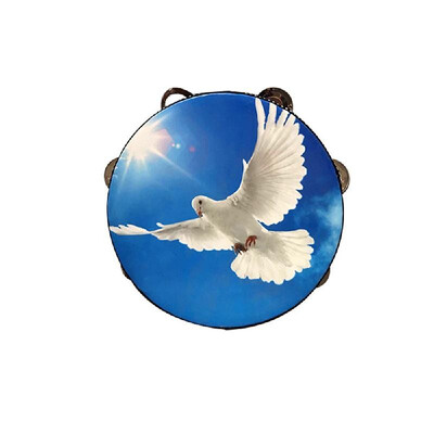 

8" Hand Held Tambourine Drum Bell with Metal Jingles Percussion Musical Educational Instrument for KTV Party Kids Games