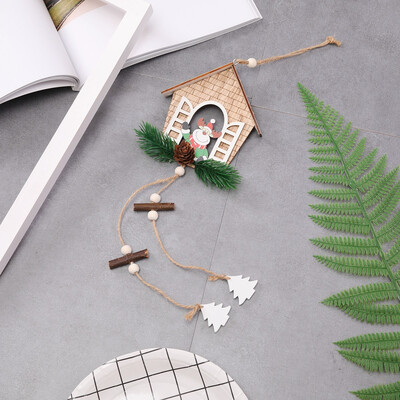 

Toponeto House shaped christmas tree hanging pendant wooden small hanging ornamentYF