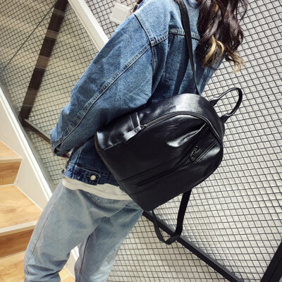 

Tailored Womens Fashion Solid ZIpper Shoulder Bags Backpack Travel Rucksack BK