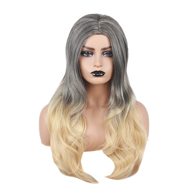 

〖Follure〗Fashion Mix Colors Gradient Long Curly Synthetic Wig Full Wig Wavy Wig