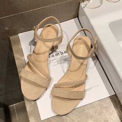 

Sandals women 2019 summer new high-heeled Rome net red evening with thick-heeled fairy wind with a long skirt