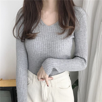 

Womens V Neck Sweater Twist Knot Long Sleeve Oversized Casual Pullover Jumper