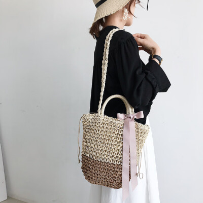 

Tailored Women Fashion Summer Beach Wild Chain Messenger Shoulder Weaving Bag Solid