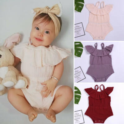 

US Baby Girl Infant Ruffle Solid Romper Bodysuit Jumpsuit Outfits Clothes Summer