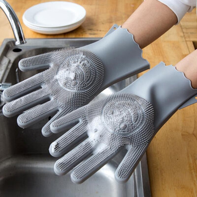 

Silicone cleaning gloves kitchen oil-free decontamination dishwashing brush anti-scalding anti-corrosion easy foaming household la