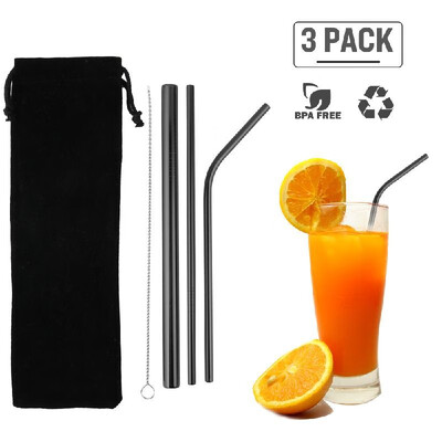 

3Pcs Stainless Steel Straws Reusable Straws Set Matte Drinking Straws FDA-Approved BPA Free for All Sizes Tumblers Cold Beverage C