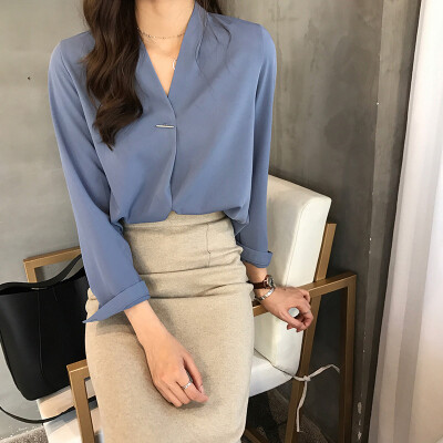 

2019 Fashion Women Ladies Casual Chiffon Fit T Shirt Long Sleeve Blouse Tops