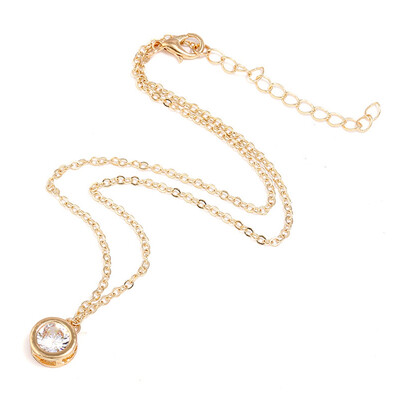 

Fashion Jewelry Gold&Silver Color Pendant Necklace For Women Simple Small Round Stone Necklaces Jewelry Lovers Gift