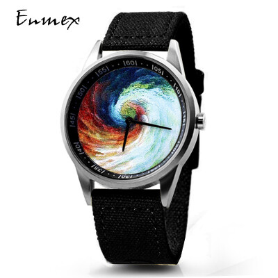 

Festival gift Enmex creative design canvas canvas sports water-proof steel watch