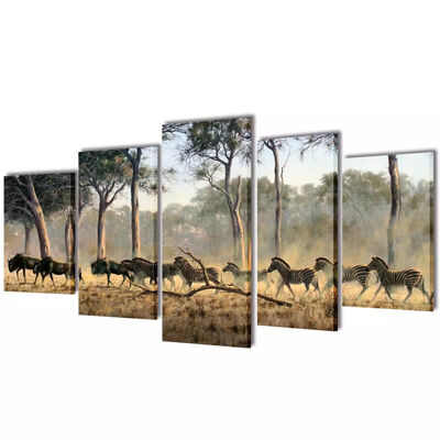 

Canvas Wall Print Set Zebras 39" x 20"