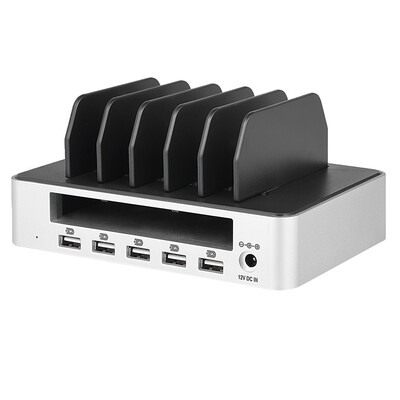 

OImaster 5 Multi Ports Universal Detachable USB Charging Station Stand Holder Desktop Charger for Phone Tablet US Plug Black with