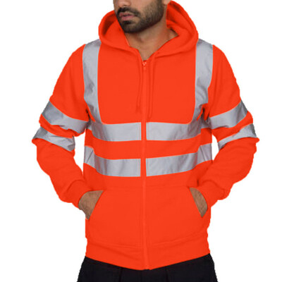 

Gobestart Mens Road Work High VisibilityPullover Long Sleeve Hooded Sweatshirt Tops Blouse