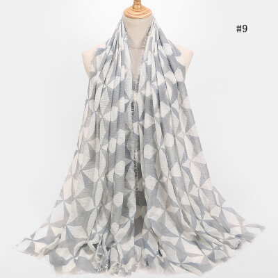 

2018 autumn&winter new geometric diamond scarf foreign trade original single autumn&winter cotton&linen printed shawl