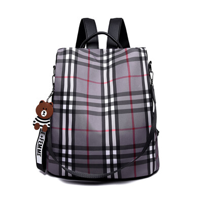 

Shoulder bag female Korean version of Joker bag travel bag Oxford canvas fashion Plaid backpack female shoulder bag
