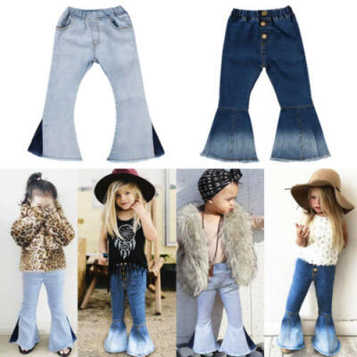 

Toddler Kids Baby Girl Bell-Bottoms Pants Denim Wide Leg Jeans Trousers