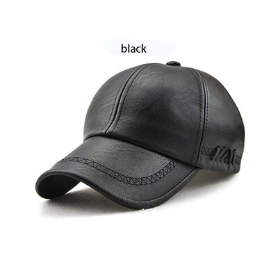 

Yang Guan autumn winter PU leather hat new outdoor leisure baseball cap