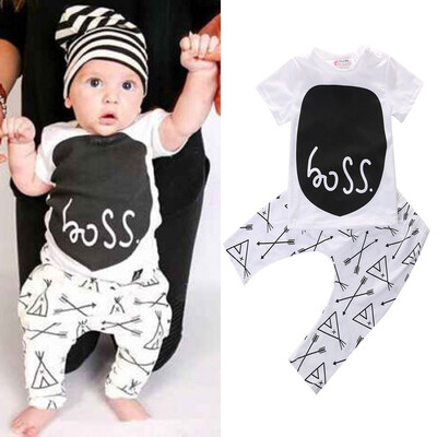 

Summer Newborn Infant Baby Boys Kids Outfits T-shirt Tops Pants Set Clothes