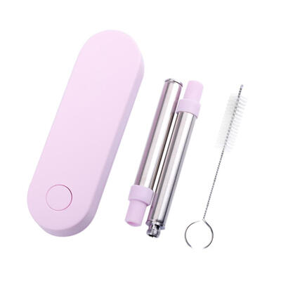 

Reusable Collapsible Telescopic Straws Metal Straw with Brush Storage Box
