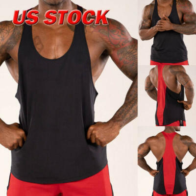 

USSTOCK Mens Gym Tank Top Stringer Bodybuilding Sport Fitness Muscle Vest Shirt