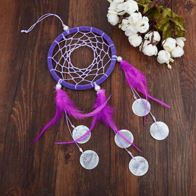 

Handmade Silver Bead Dream Catcher Wind Chimes Indian Style Feather Pendant Dreamcatcher Creative Car Hanging Decor