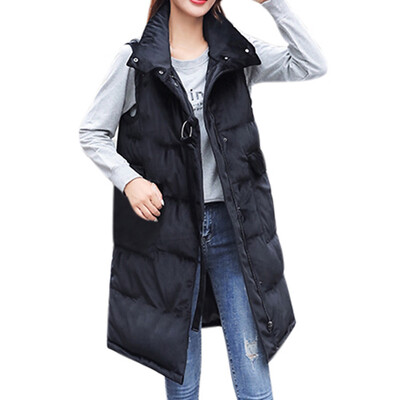 

Toponeto Womens Solid Warm Stand Collar Jacket Slim Button Winter Parka Outwear Coat Vest