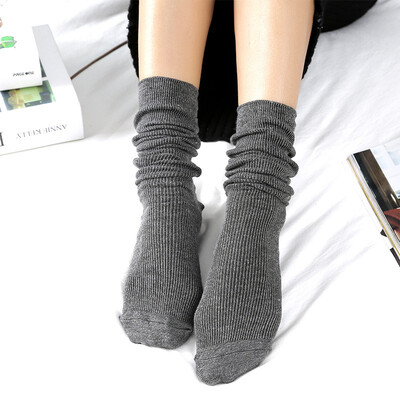 

Winter Warm Cotton Thin Women Socks Solid Color Retro Sen Short Boots Socks Long Tube Socks Ladies Pile Socks