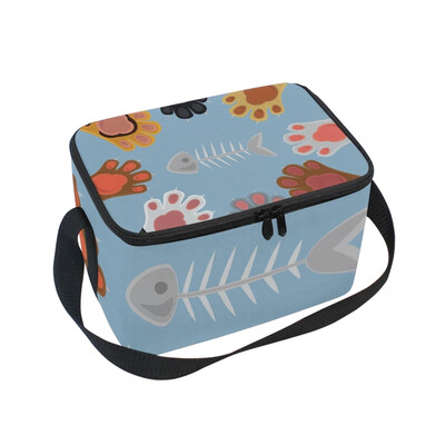 

ALAZA Insulated Lunch Box Cat Paw Lunch Bag for Men Women Portable Tote Bag Cooler Bag